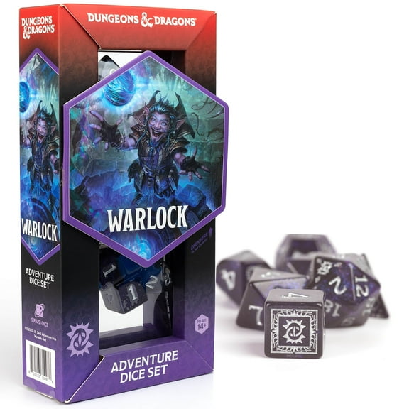 Dungeons & Dragons: D&D Adventure Dice: Warlock - Purple - 16pc RPG Set, Class Symbols, Roleplaying Game Accessory, Sirius Dice, Officially Licensed
