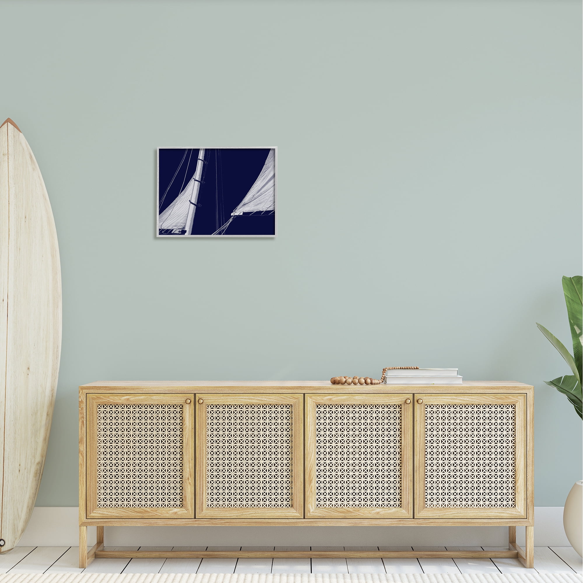 Stupell Marine Mast Sails Watercraft Boat Landscape Photography Gray Framed Art Print Wall Art