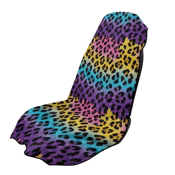 XYZCANDO Rainbow Leopard Car Seat Protector Towel Cover Easy to Install for Gym Swimming, Soft Sweatproof Seat Cover Resists Fading