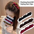 thumbnail image 2 of Satin Fabric Hair Bands,Flocking Duck Bill Styling Hair Clips,Sparkling Braided Hair Clips,Fashion Double Layer Band Twist Plait Headband Hairpin(6pcs), 2 of 5