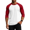 thumbnail image 6 of Men Casual Shirts Classic Raglan Basic Soft Cotton 3/4 Long Sleeve Sports Baseball Jerseys T Shirts fashion comfort Loose top Red XL, 6 of 6
