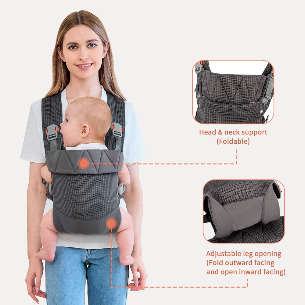Newborn Carrier, Baby Carrier Newborn to Toddler, Ergonomic Baby Sling with Head Support