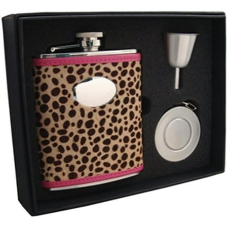 

Cheetah 6 oz Pink Leather Stellar Flask Gift Set