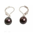 thumbnail image 2 of K-KED Pretty 8-9mm Black Cultured Pearl Dangle Silver Leverback Earrings, 2 of 3