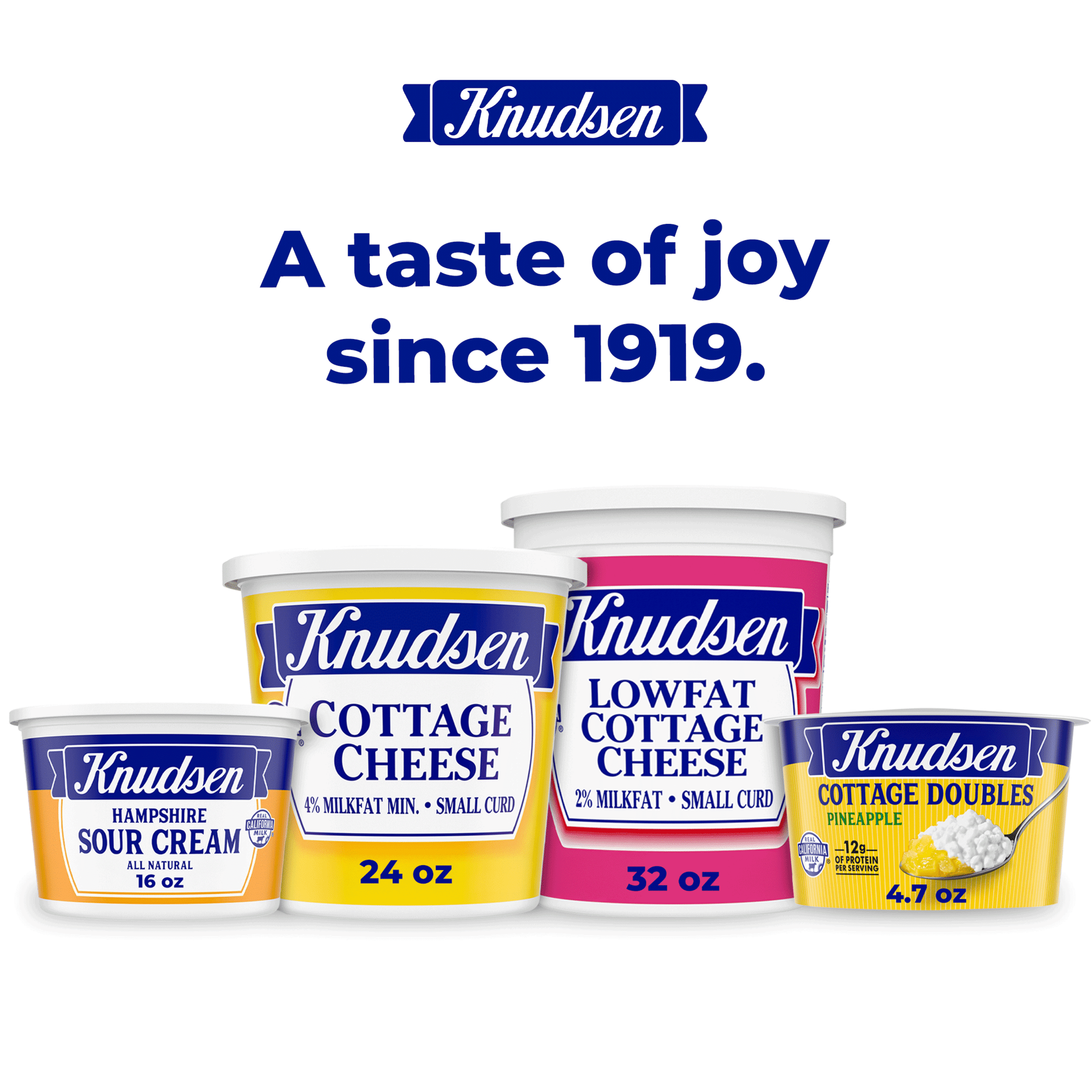 Knudsen's Lowfat Cottage Cheese With Pineapple, 2% Milkfat, Small Curd, 16 oz Tub, 9g of Protein Per Serving