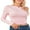 Pink, variant on Elippeo Women Solid Color Crop Tops Oblique Shoulder Long Sleeve T-Shirts Spring Fall Slim Fit Shirts Streetwear