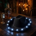 thumbnail image 5 of LED Light Up Cowboy Hat for Adults, Black Western Cowboy Hat With Feather Trim, Lighted Party Cowgirl Hat for Holiday Night Event, 5 of 6