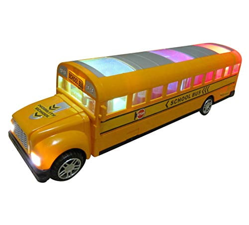 with Flashing Lights and Sounds ToyZe Yellow School Bus Toy Bump and Go Action 