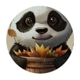 thumbnail image 4 of WYYP Panda Bear Leaves Autumn Round Tablecloth Outdoor Fitted 100% Polyester Fiber Great for Home Kitchen/Parties/Holiday Dinner White, 4 of 8