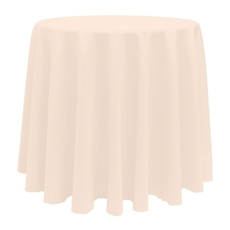 

Ultimate Textile (10 Pack) 114-Inch Round Polyester Linen Tablecloth - for Wedding Restaurant or Banquet use Ice Peach