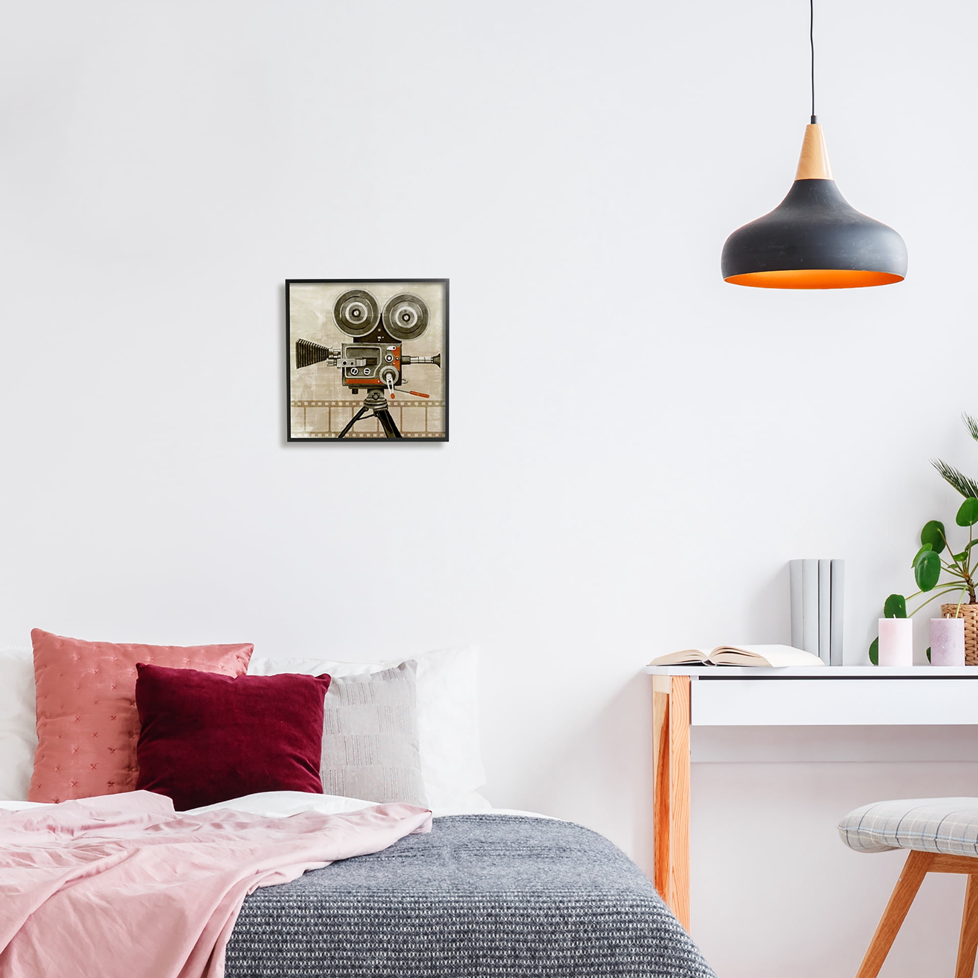 Stupell Industries Vintage Movie Video Camera Novelty Painting Black Framed Art Print Wall Art