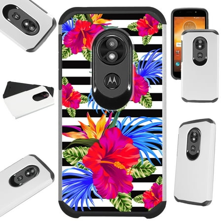Forged Stripe - For Motorola Moto G6 Play | Moto G6 Forge Case Hybrid TPU Fusion Phone Cover (Hibiscus Flower Stripe)
