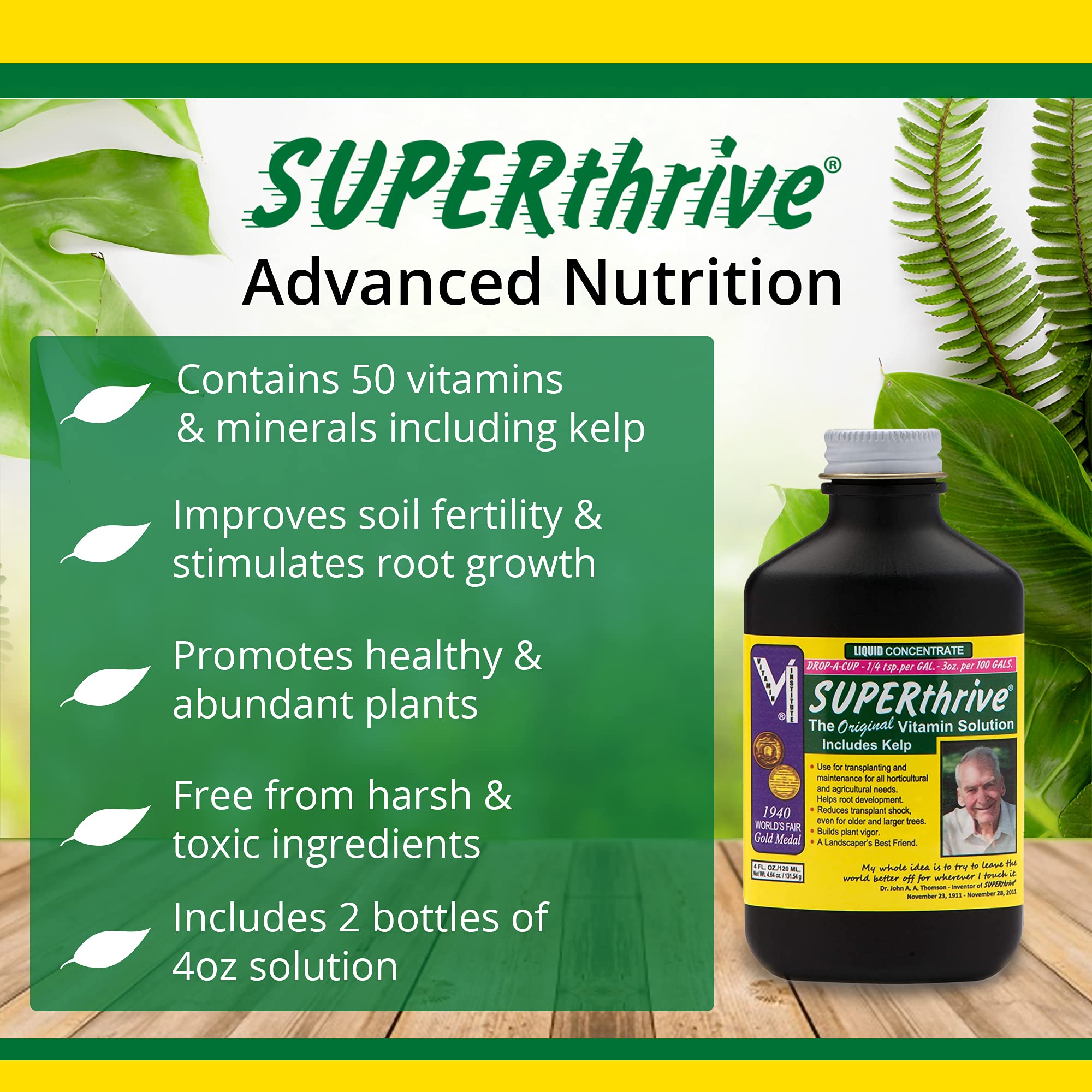 SUPERthrive 0.5-0-0 Original Plant Vitamin Solution with Kelp, 4 Oz. - 2 Pack
