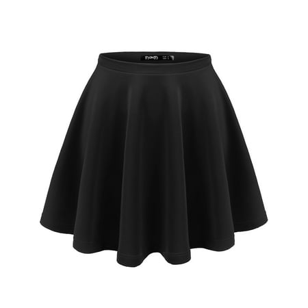 - Doublju Womens Round Pleated Short Skirt With Plus Size BLACK XS