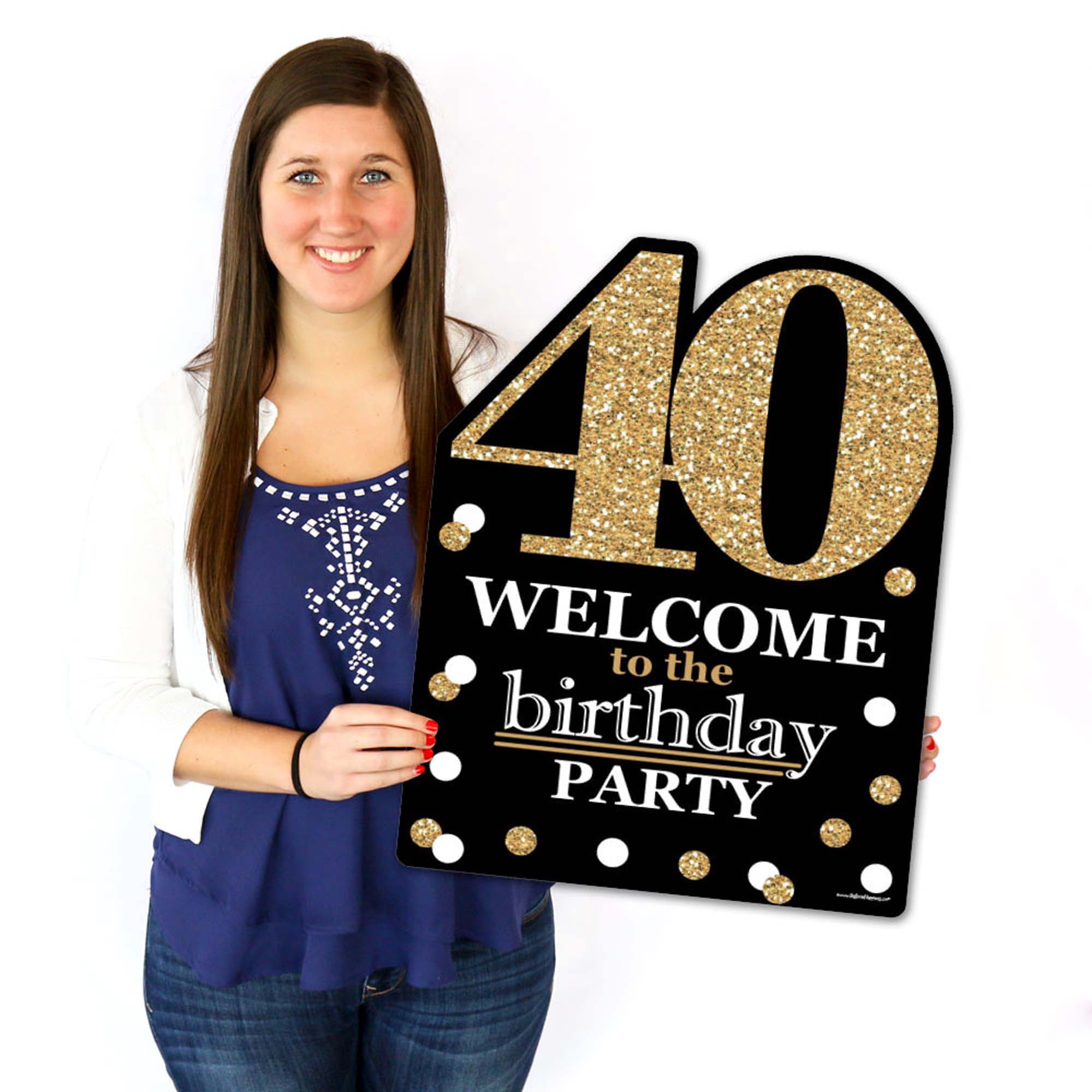 Big Dot Of Happiness 40th Birthday Gold Gift Tags - Set Of 20 Round Cardstock Party Favor Tags, 2.5" Diameter