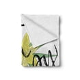 thumbnail image 2 of Be Happy Soft Flannel Fleece Throw Blanket, Just Be Happy Paintbrush Lettering on Yellow Blossoms Green Leaves, Cozy Plush for Indoor and Outdoor Use, 50" x 60", Black Yellow Pale Green, by Ambesonne, 2 of 6