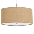 thumbnail image 4 of Benjara Metal Pendant Lighting with Fabric Circular Drum Shade and Cord- Beige, 4 of 6