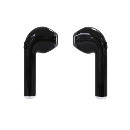 Black Wireless Earbuds & Bluetooth headset (In-Ear) w/ Noise Cancelling Mic for iPhone & Android
