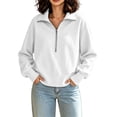 thumbnail image 6 of Edvintorg Women Sweatshirt Plus Size Cropped Sweatshirts Turndown Collar Half Zip Sweat Shirts Womens Clothes White, 6 of 9