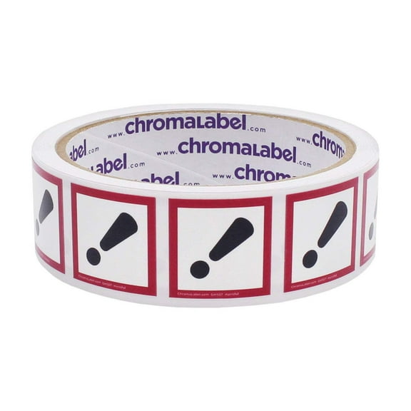 2" x 2" Permanent Durable Square D.O.T. Hazard Labels, GHS07: Harmful Pictogram Label, 100/Roll