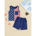 thumbnail image 2 of CIYCuIT 4th of July Toddler Baby Boys Shorts Sets 3M 6M 12M 18M 24M 3T Sleeveless Stripe Stars Print Pocket Tank Tops + Elastic Shorts 2Pcs Infant Casual Summer Outfits, 2 of 8