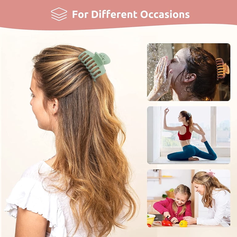 8 Colors Strong Hold Hair Claw Clips, 2 Styles Nonslip  display picture 2