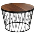 thumbnail image 2 of Lavish Home Round Coffee Table with Geometric Metal Base, Brown/Black, 2 of 7