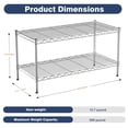 thumbnail image 3 of 2-Tier Heavy Duty Adjustable Wire Shelving Unit with Lockable Wheels, 36" W x 18" D x 19.5" H, Chrome Finish, 3 of 7