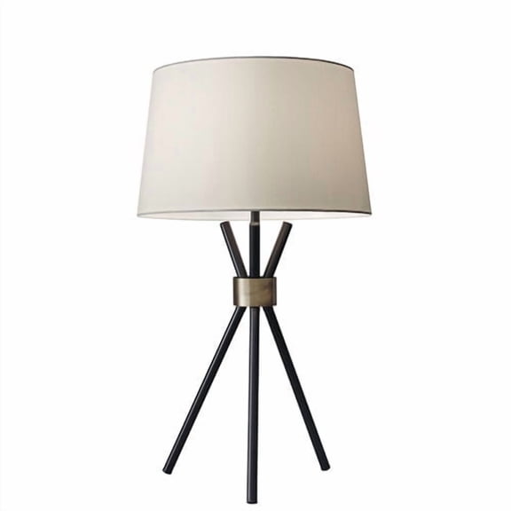 Adesso Benson Table Lamp, Black with antique brass accent