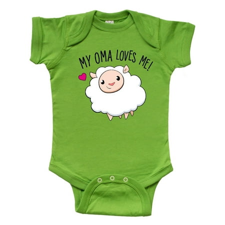 

Inktastic My Oma Loves Me- cute sheep Gift Baby Boy or Baby Girl Bodysuit