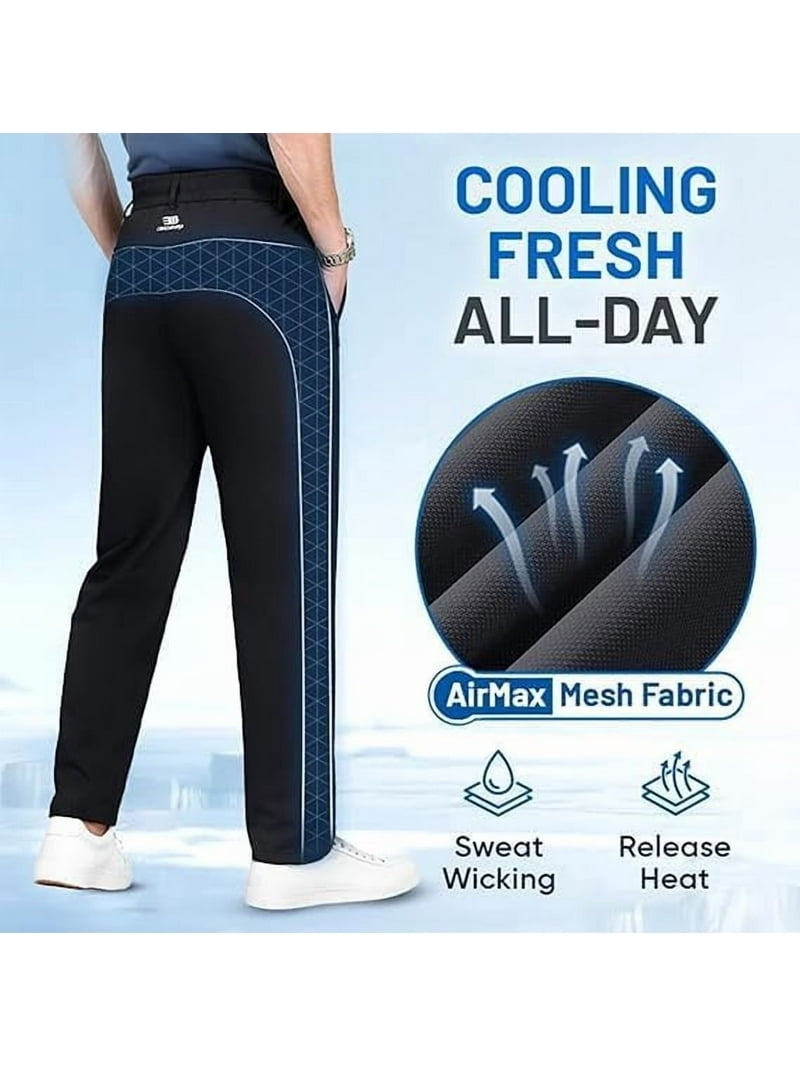 Ice Silk Mesh Panel Casual Pants, Comfort for Man Over 55, Stretch