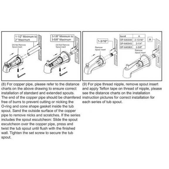Olympia Faucets OP-640063 Extended 7" Combo Diverter Tub Spout in Polished Chrome