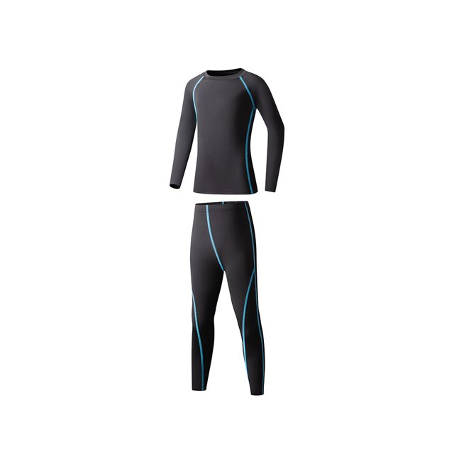 Naiovety Niños capa base de invierno camisa de manga larga ropa interior térmica conjunto cálido niños ropa deportiva Fitness Long Johns Uniforme atlético Azul, delgado 140 cm