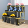 thumbnail image 3 of Flower Display Stands with 12 Buckets, 3 Layers Movable Plant Display Stand, Cut Flowers Container, Heavy Duty Moving Iron Plant Cart Shelf,  Lawn Garden Bar (SQ-5), 3 of 15