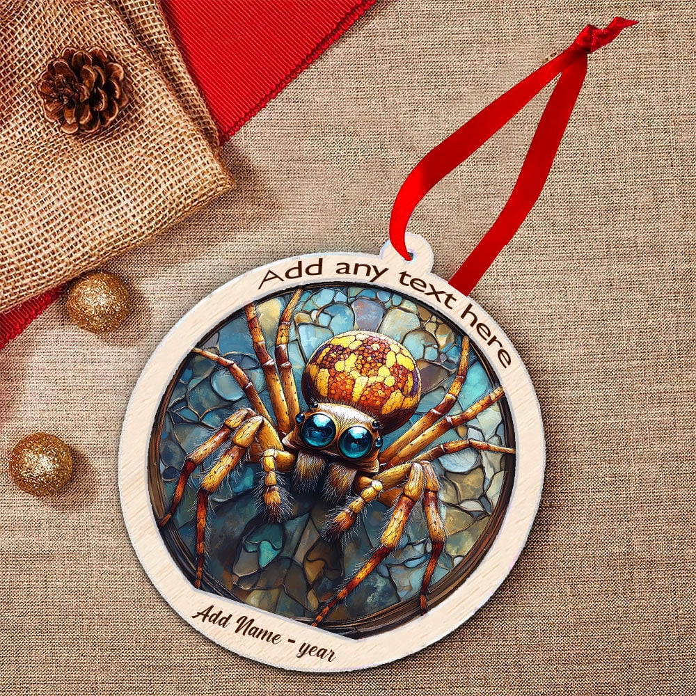 Jumping Spider Stained Glass Suncatcher Ornament – Ornament Gift for Family, Friends, Men & Women, Christmas 2025 Keepsake