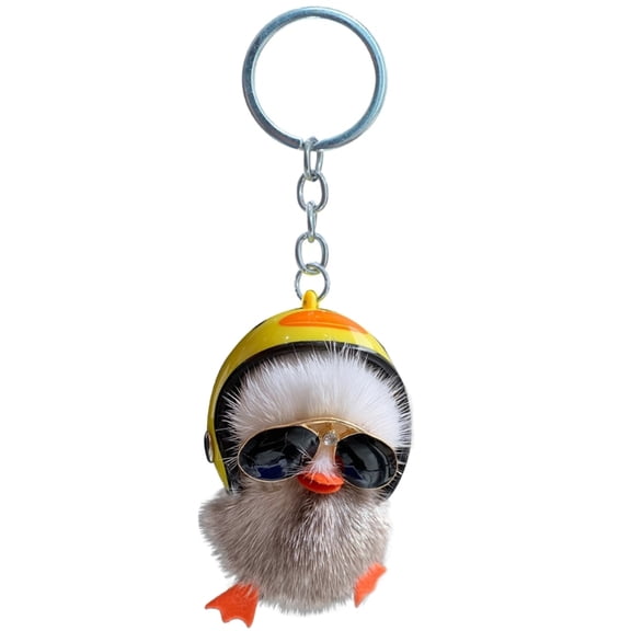 Cartoon Plush Helmet Duck Keychains for Car Key Handbag Pendant Key Chains Fashionable Keychain Cute Key Ring Small Gift