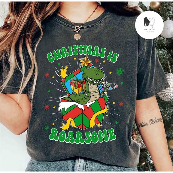 Christmas is Roarsome Comfort Colors T-shirt, Toy Story Rex Christmas Tshirt, Disney Christmas Shirt, Xmas Toy Story Character, Disney Family Xmas