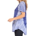 thumbnail image 3 of Sakkas Petra Women's Casual Loose Flared Corset Short Sleeve Lace Blouse Top Tunic - Blue - Plus Size, 3 of 5