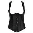 thumbnail image 2 of QSAWXQZ Women's Faux Leather Underbust Corset Vest with Shoulder Straps Lace Up Back Waist Body Shaper Vintage Steampunk Sleeveless Shapewear Vest M, 2 of 7