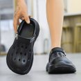 thumbnail image 3 of Pandaie Men Orthopedic Clogs Arch Support Garden Shoes Comfortable Slip on Closed Sandals Adjustable Strap Summer Slippers Black,7.5, 3 of 7
