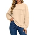 thumbnail image 3 of Horkkom Sweatshirt for Women Casual Loose Pullover Tops Oversized Crew Neck Soft Fall Sweatshirt with Pocket L, 3 of 5