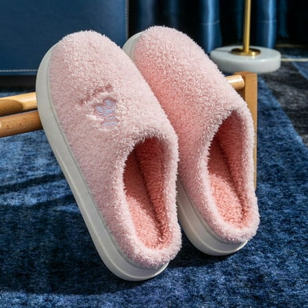 

CoCopeanut Platform Simple Women Fur Slippers 2022 Winter New Home Plush Warm Cotton Slippers Indoor Slippers Woman Shoes Cotton Shoes