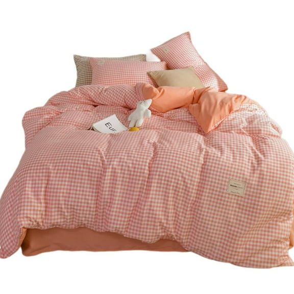 ChliEarime Heicatte Duvet Set Twin（59''x78'') - 4 Piece Bedding Set in Pink, Bedding Set Includes Duvet, Sheet and Pillowcase