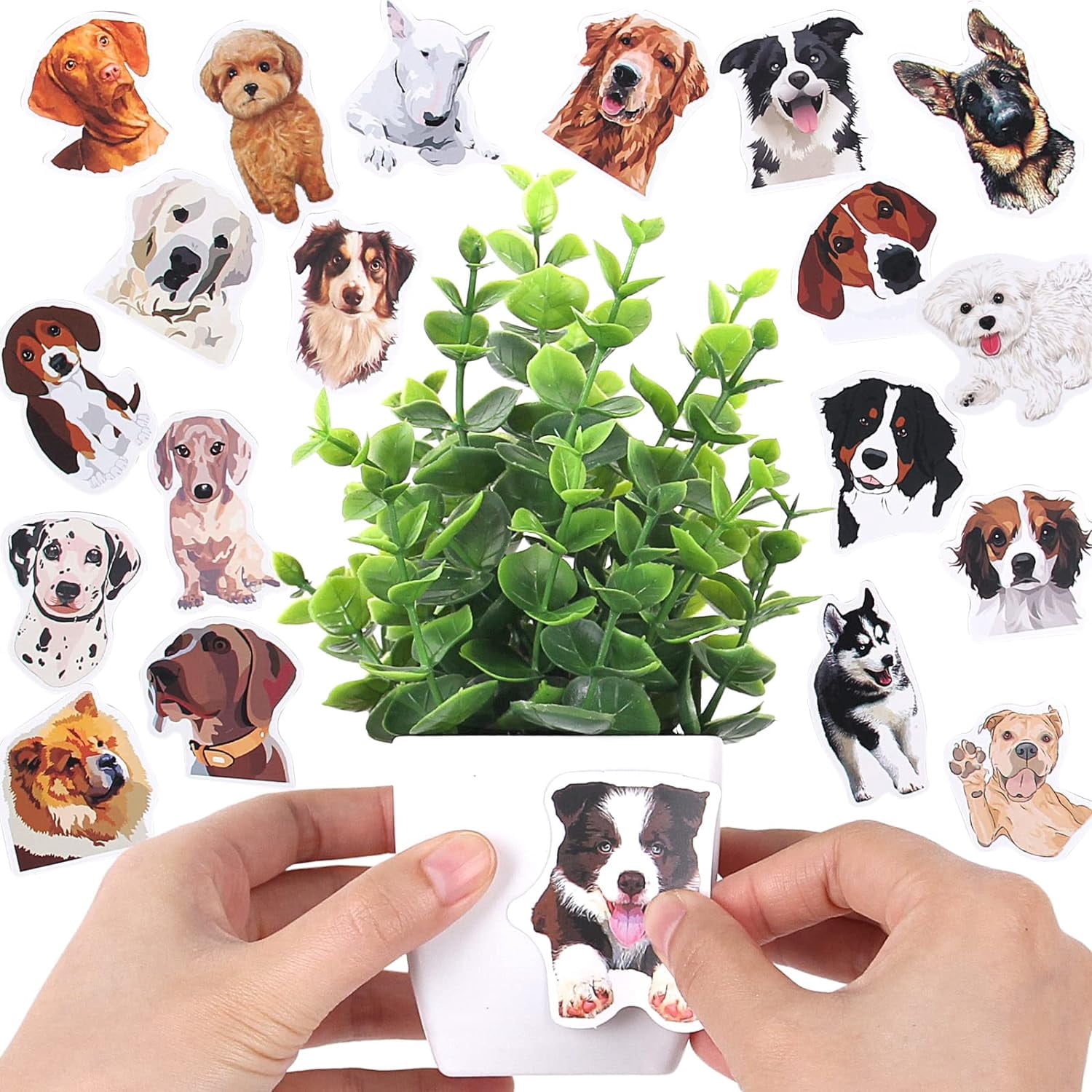 Artificial Plants Mini Fake Potted Plants, 8 pcs Small Eucalyptus Potted Faux Decorative Grass Plant with White Pot for Home Decor, Indoor, Office, Desk, Shelf, Table Decoration
