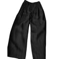 thumbnail image 4 of Oksale Cotton Pants Women with Pockets Tall Elastic High Waisted Smocked Palazzo Pants Casual Drawstring Summer Pants Fashion Clothing Black L, 4 of 7