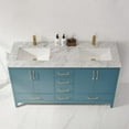 thumbnail image 4 of Sutton 60" Carrara White Marble Countertop Double Vanity w/o Mirror Royal Green, 4 of 9