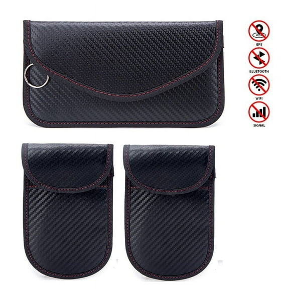 Cell Phone Protector Car GPS RFID Signal Blocking Signal Jammer, Key Fob Bag(2 Pack), Signal Blocking Key Fob case, Anti-Theft RFID Blocking Cage for Keyless Car Key(Carbon Fiber Fabric)