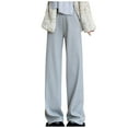 thumbnail image 2 of AOOCHASLIY Valentine's Day Women Pants Women's Plush Wide Leg Pants with High Waistline Drape and Straight Tube Loose Fitting Casual Knitted Straight Tube Pants, 2 of 5