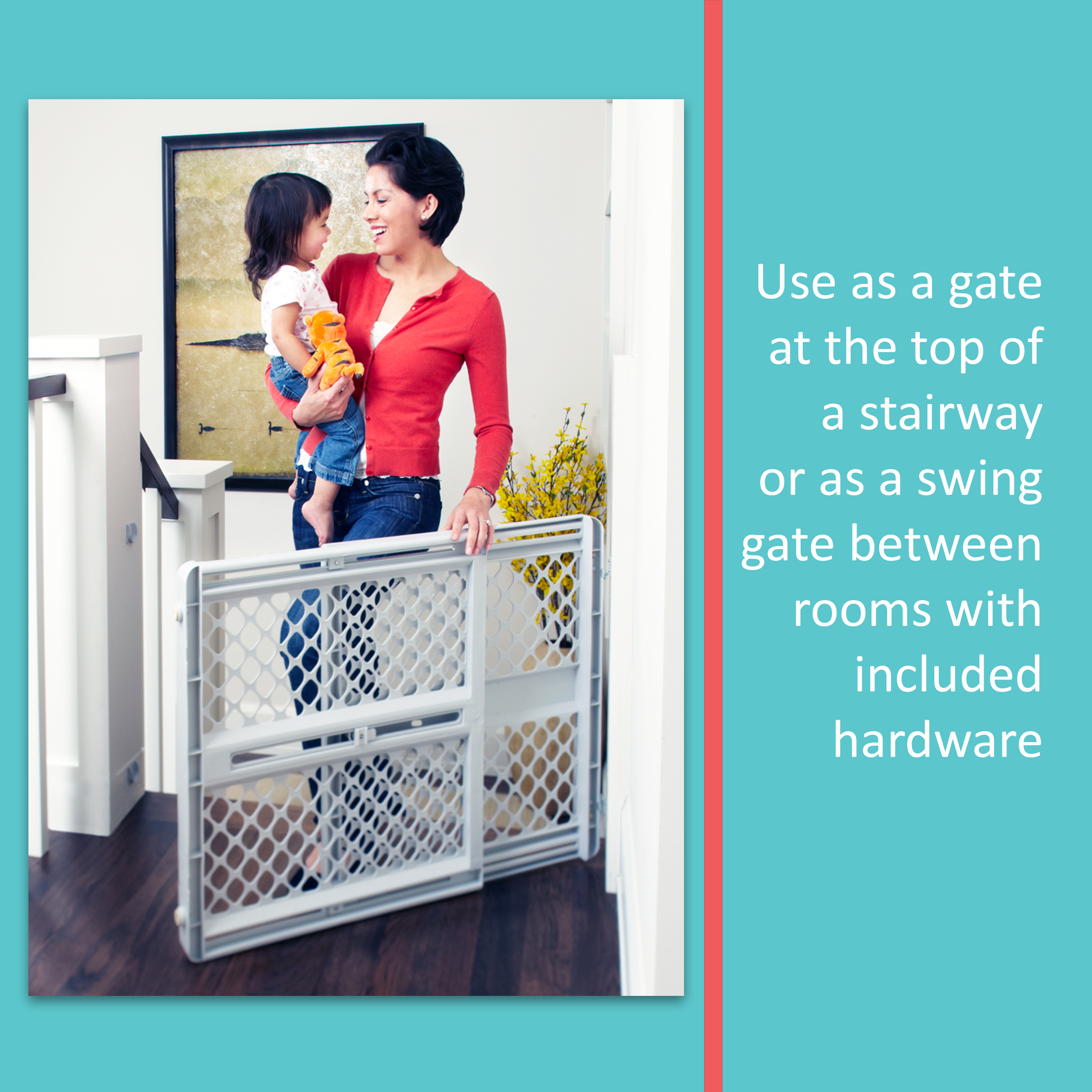 Toddleroo by North States 26"-42" Supergate Classic Baby Safety Gate, Color Navy, Plastic Material, Ages 0+ - image 5 of 6