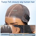 thumbnail image 4 of Peluca Tuziyi Wear and Go, sin pegamento, 7 x 5 pulgadas, ondulada, 32 cm, negra, 4 of 6